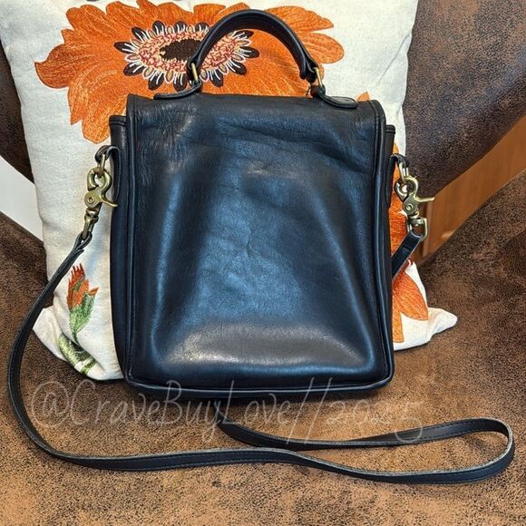 VINTAGE COACH BAG STATION 5130 BLK LEATHER w/HANGTAG & STRAP BRASS TURNLOCK EVUC - Picture 9 of 16